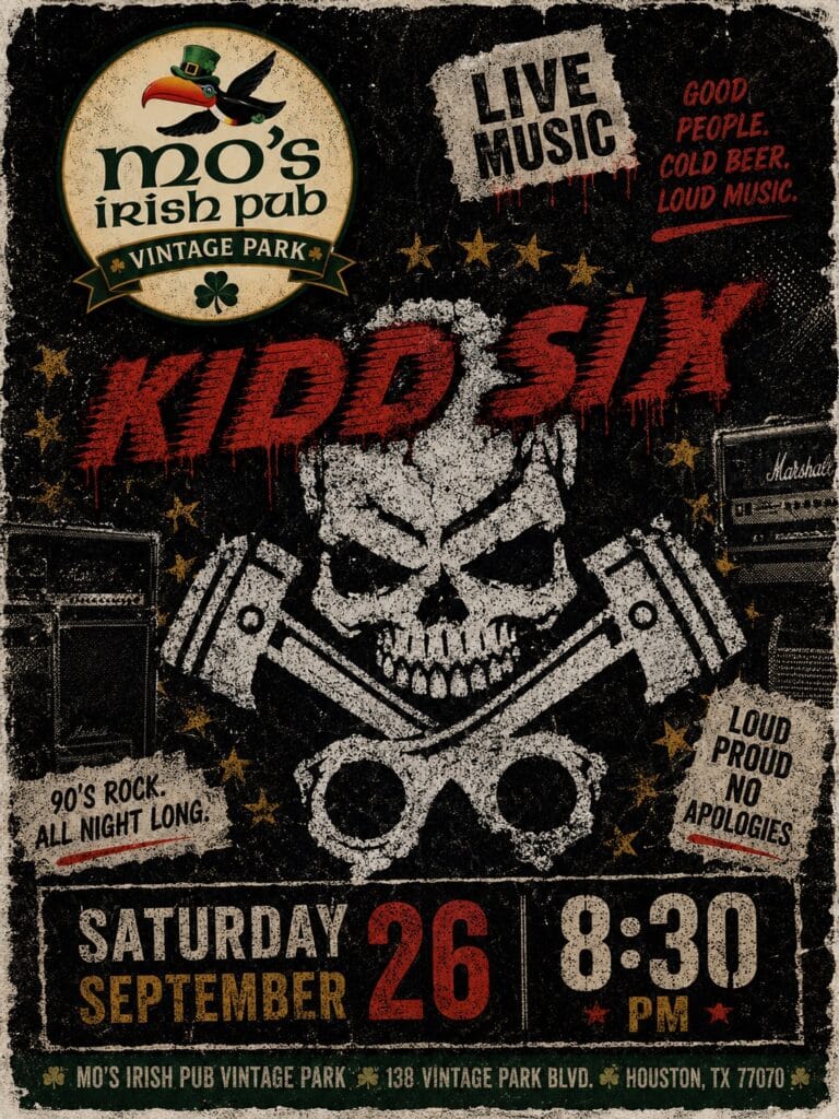 Kidd Six 90s rock at Mo's Irish Pub Vintage Park, Saturday September 26