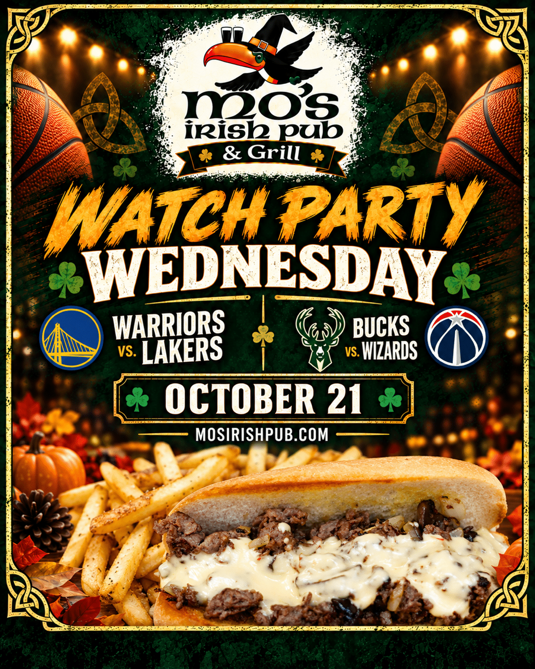 Mo's Watch Party Wednesday, Warriors vs. Lakers and Bucks vs. Wizards, October 21
